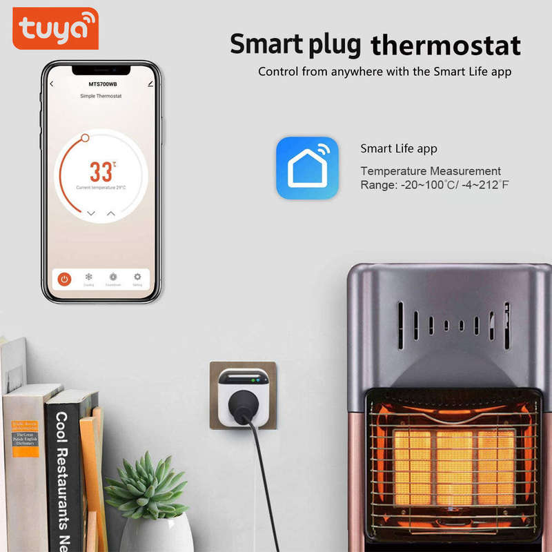 Programmable Smart Wifi Thermostat Plug Outlet Mini Temperature Controller 10A Plug-in Socket APP Co
