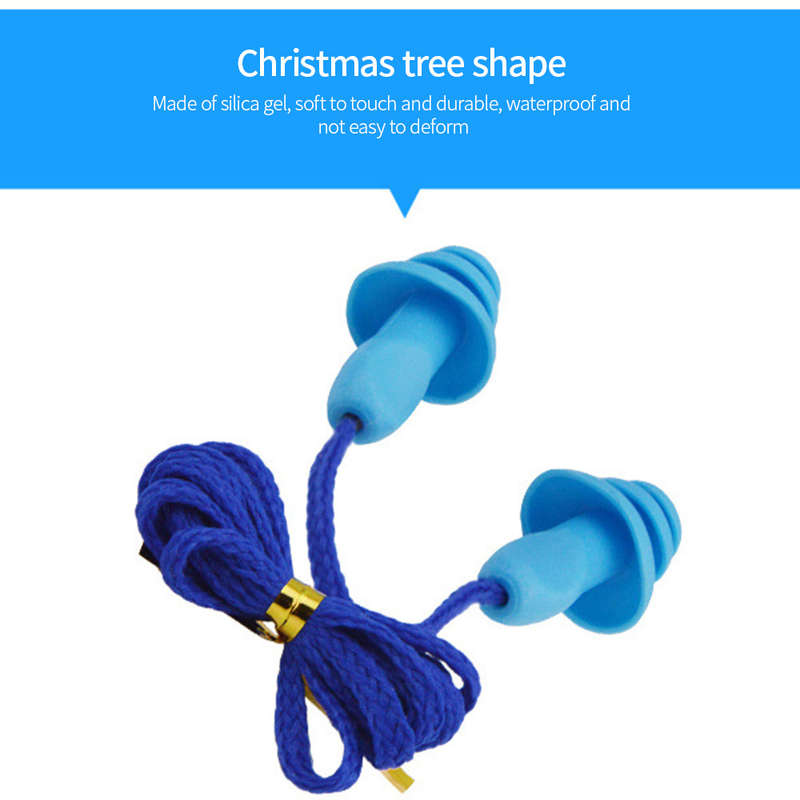 Soundproof Earplug Noise Reduction Silicone Waterproof Ear Plugs Christmas Tree-Shape Reusabl
