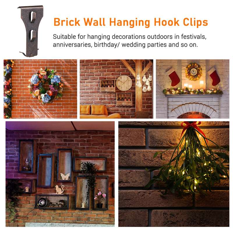 10 PCS Brick Hook Clip Outdoor Hanging Hooks for 60-70mm Brick in Height No Drilling Sliding