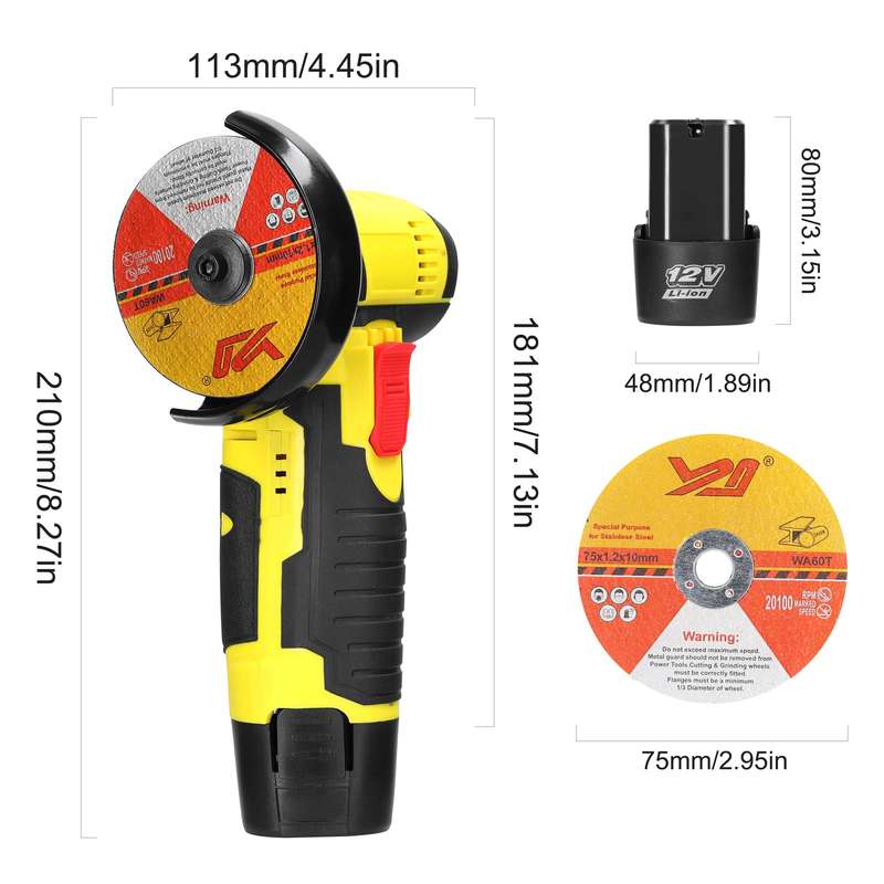 12 V Angle Grinder Handheld Portable Electric Grinder Machine Ceramic Tile Wood Multi-function Polis