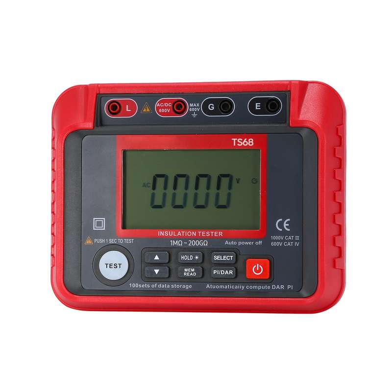 TS68 Digital Insulation Resistance Tester 1M-200G Megohmmeter with LCD Backlit Display AC DC