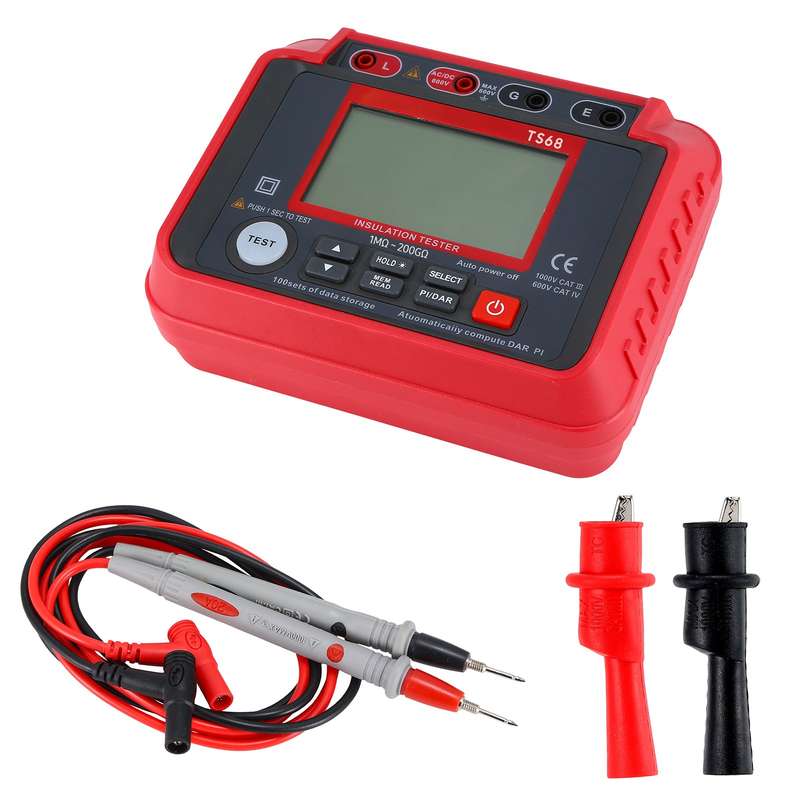 TS68 Digital Insulation Resistance Tester 1M-200G Megohmmeter with LCD Backlit Display AC DC