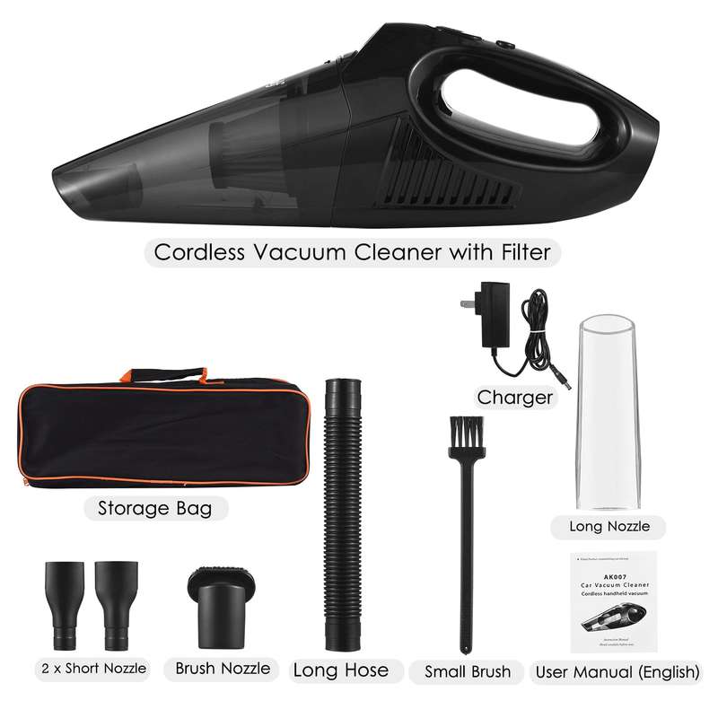 Portable Cordless Car Vacuum Cleaner 8KPa Powerful Handheld Rechargeable Car Vacuum with LED Light L
