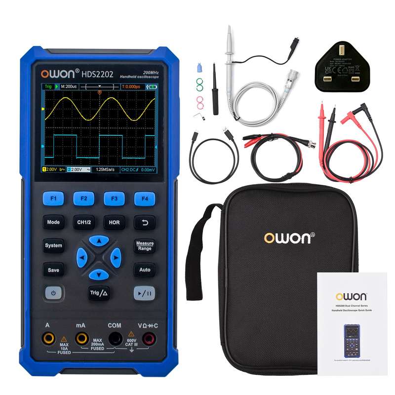 OWON HDS2202 Handheld Digital Oscilloscope Multimeter 200MHz 1GSa/s Dual Channels Oscilloscope