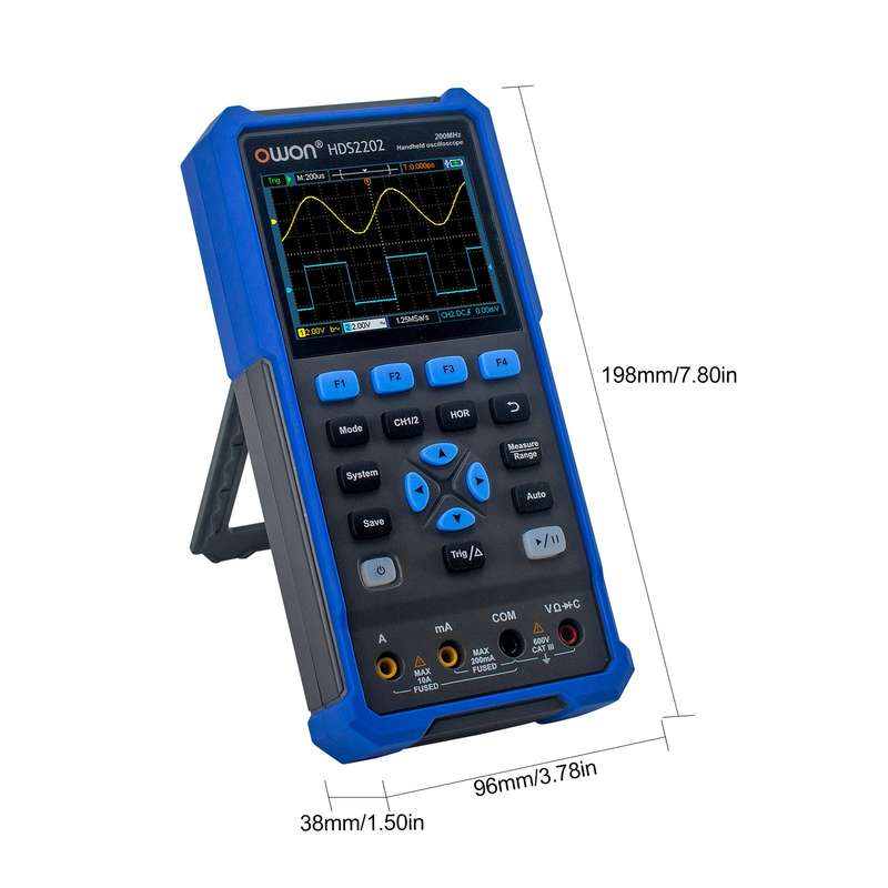OWON HDS2202 Handheld Digital Oscilloscope Multimeter 200MHz 1GSa/s Dual Channels Oscilloscope