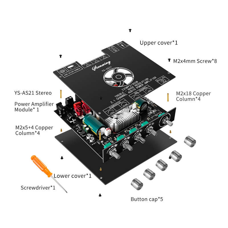 2.1 Channel BT 5.1 Digital Audio Amplifier Board Module High and Low Tone Subwoofer Support AU
