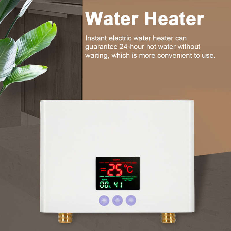 Instant Water Heater 3KW Mini Electric Tankless Water Heater Wall-Mounted with LED Display 3-L