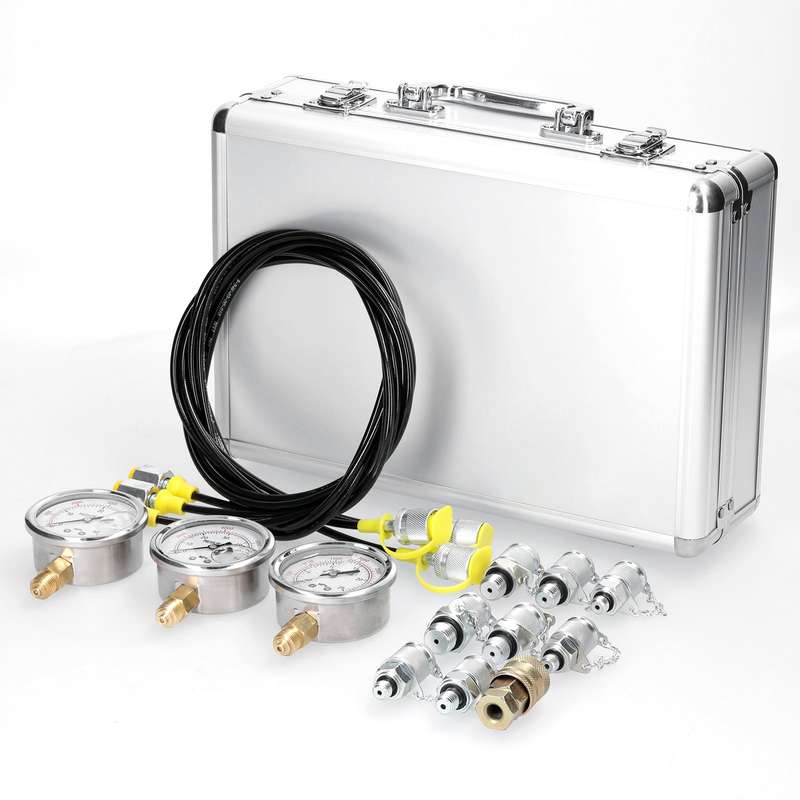 Hydraulic Pressure Gauge Kit Excavator Hydraulic Pressure Meauring Device with 9 Couplings 3 P
