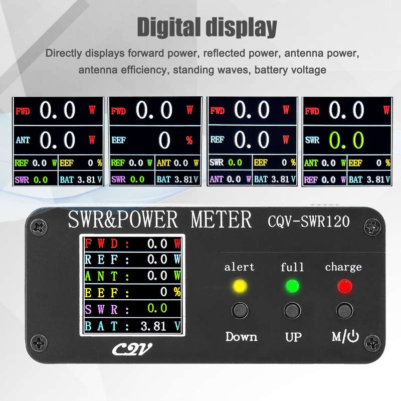 1.8MHz-54MHz Standing-waves Meter 240 * 240 Full Color Digital LCD Display SWR Short Waves Met