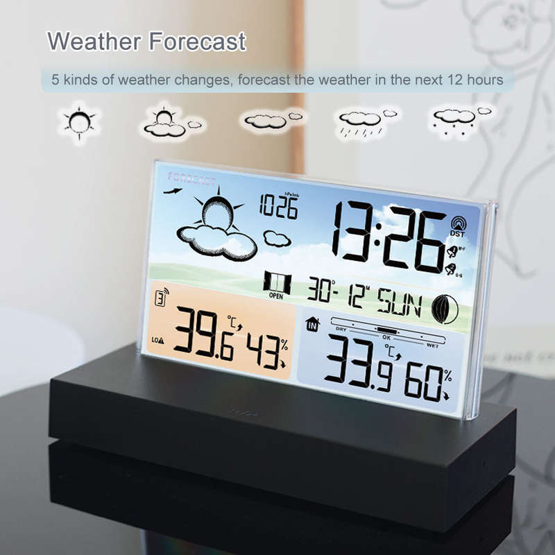 Digital Alarm Clock Temperature Humidity Weather Forecast Electronics Desktop Table Watch AA B