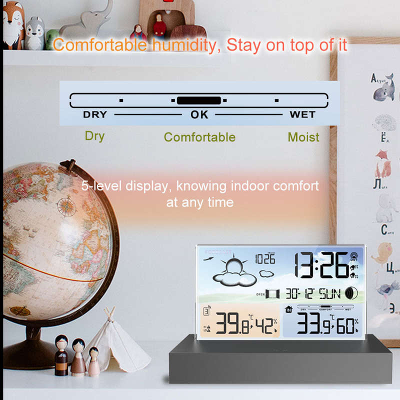 Digital Alarm Clock Temperature Humidity Weather Forecast Electronics Desktop Table Watch AA B