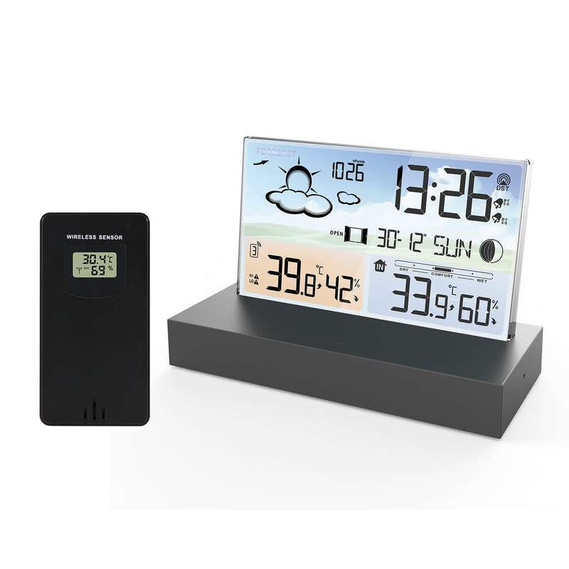 Digital Alarm Clock Temperature Humidity Weather Forecast Electronics Desktop Table Watch AA B