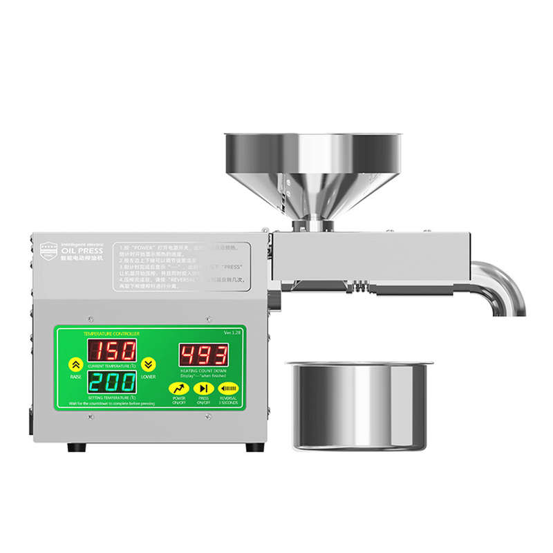 820W Electric Oil Press Machine Cold Hot Pressing Modes Stainless Steel Seed Oil Maker 40-240Intel