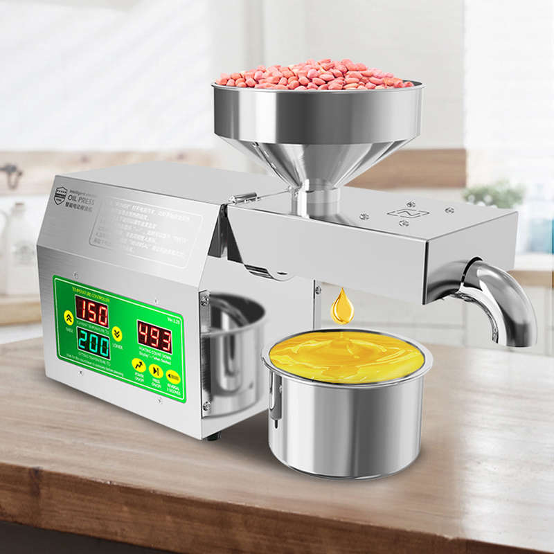 820W Electric Oil Press Machine Cold Hot Pressing Modes Stainless Steel Seed Oil Maker 40-240Intel