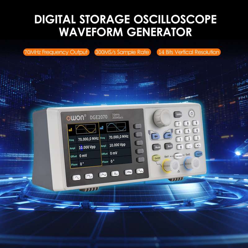 Owon DGE2070 Digital Storage Oscilloscope Dual Channel Mini Portable Oscillometer Arbitrary Wa