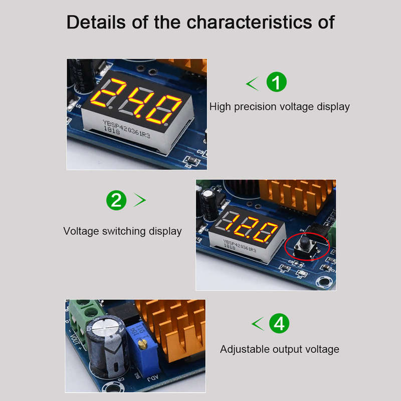Digital Boost Board 100W High Power Step-up Module Voltage Regulator Adjustable 4-35VDC To 5-