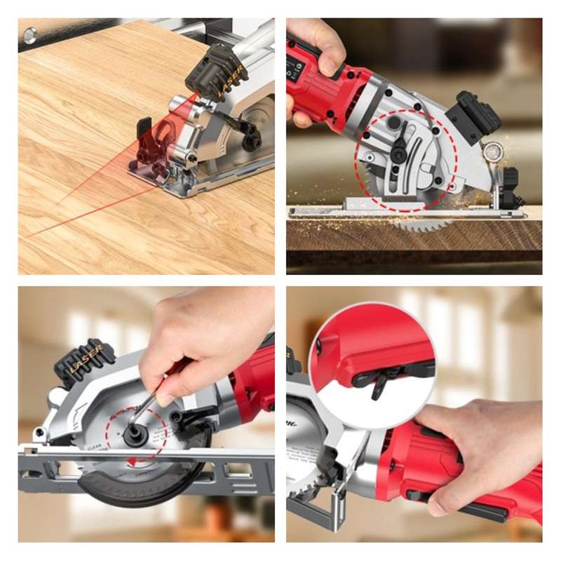 Mini Circular Saw 5.8Amp 4-1/2 Inch Compact Circular Saw 3700RPM Electric Circular Saws with Laser C