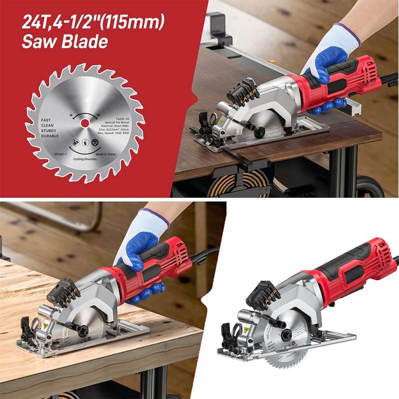 Mini Circular Saw 5.8Amp 4-1/2 Inch Compact Circular Saw 3700RPM Electric Circular Saws with Laser C