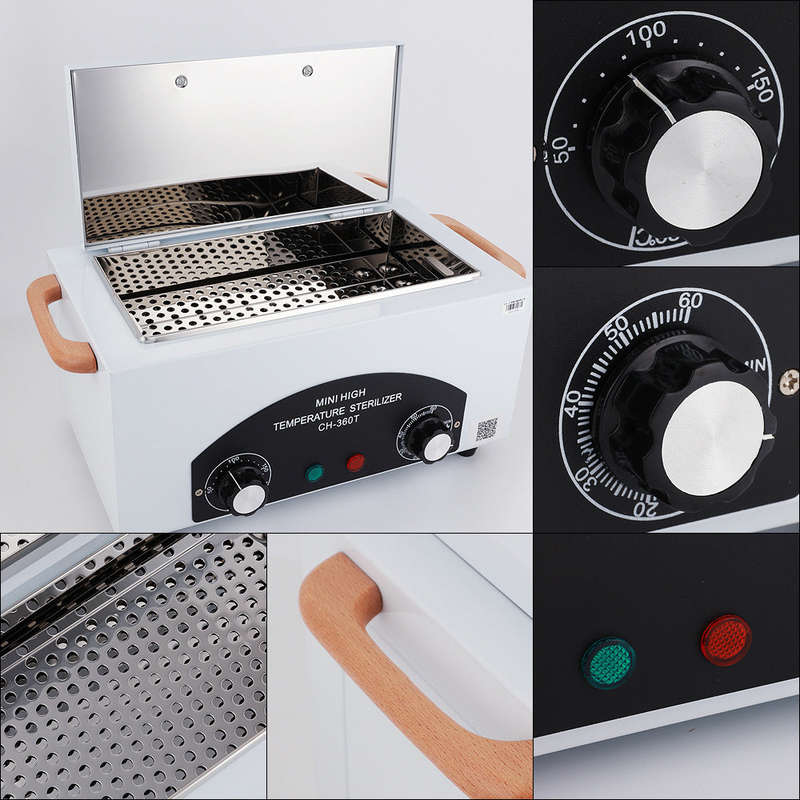 High Temperature Metal Tool Cleaning Box 300W Dry Heat Sterilization Machine with Timer Function for