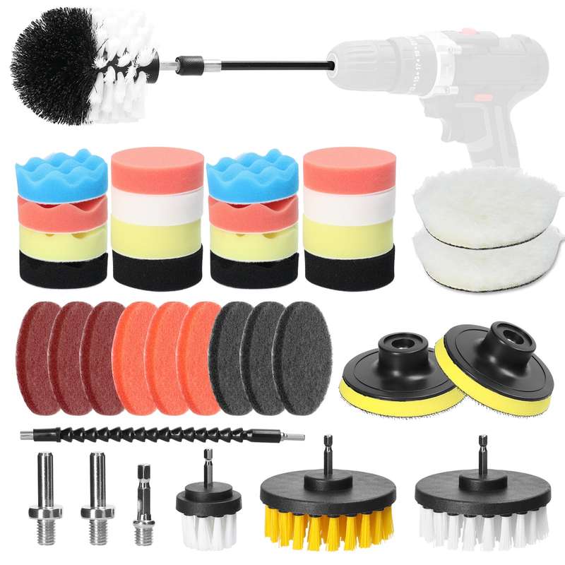 38PCS Car Polishing Pads Waxing Buffing Sponge Pad Kit Set for Car Polisher Buffer Waxer Sander Poli