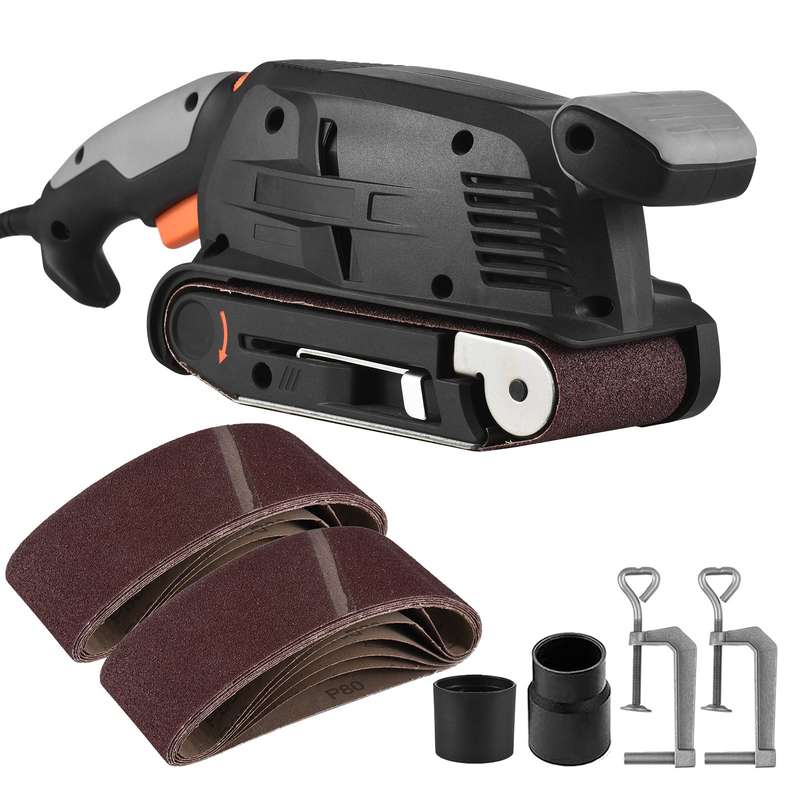 600W Electric Belt Sander for Wood Variable Speed Power Sander Woodworking Polishing Machine with 12