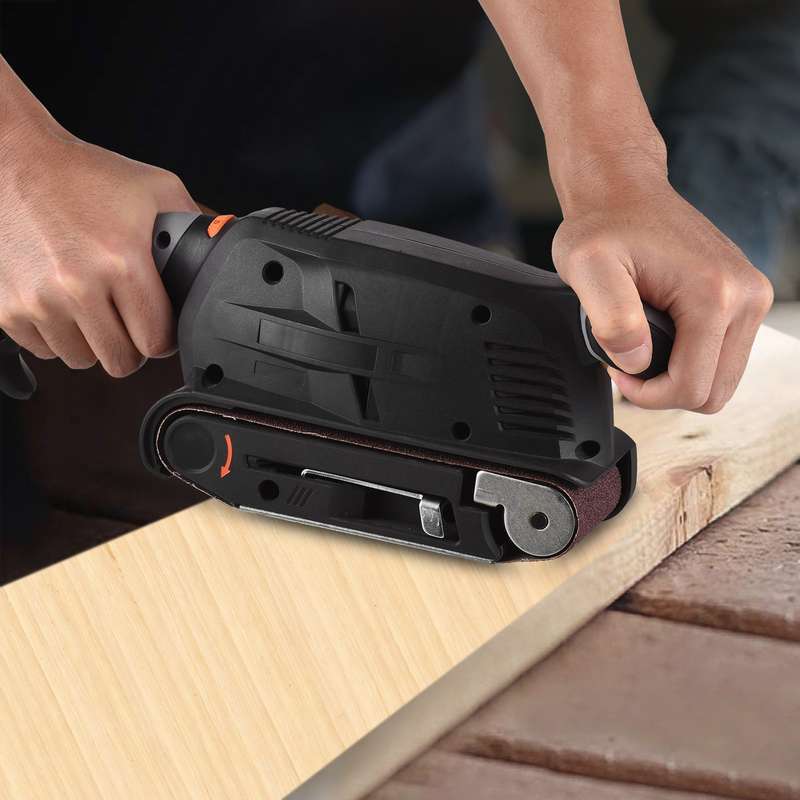 600W Electric Belt Sander for Wood Variable Speed Power Sander Woodworking Polishing Machine with 12