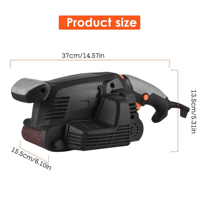 600W Electric Belt Sander for Wood Variable Speed Power Sander Woodworking Polishing Machine with 12