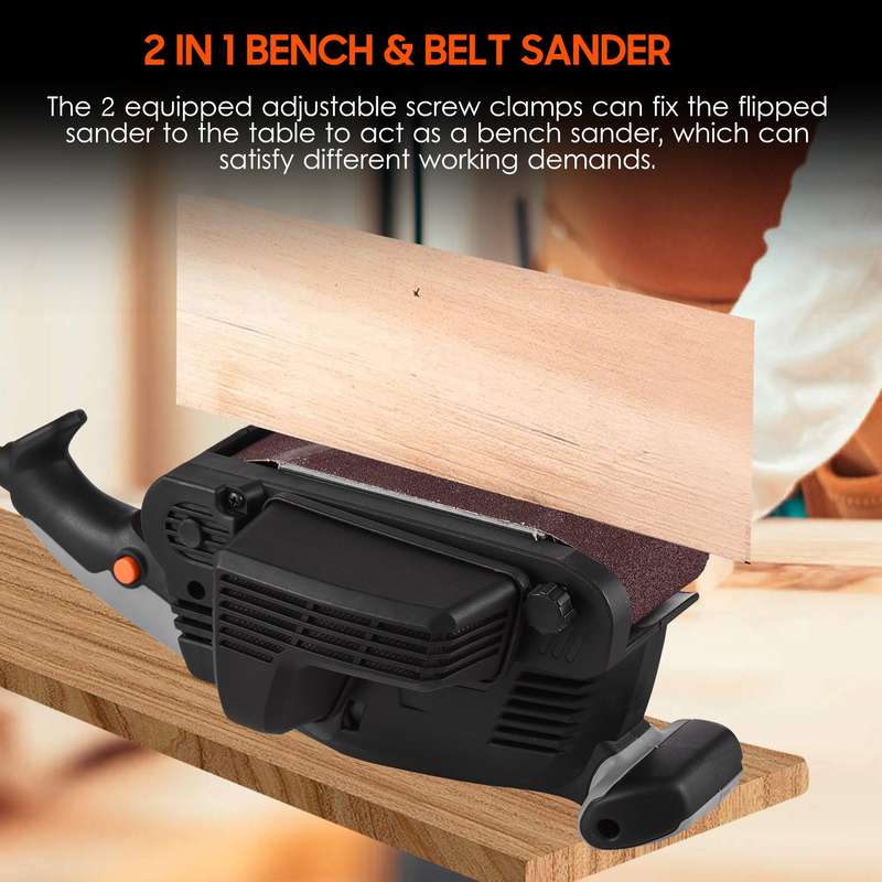600W Electric Belt Sander for Wood Variable Speed Power Sander Woodworking Polishing Machine with 12