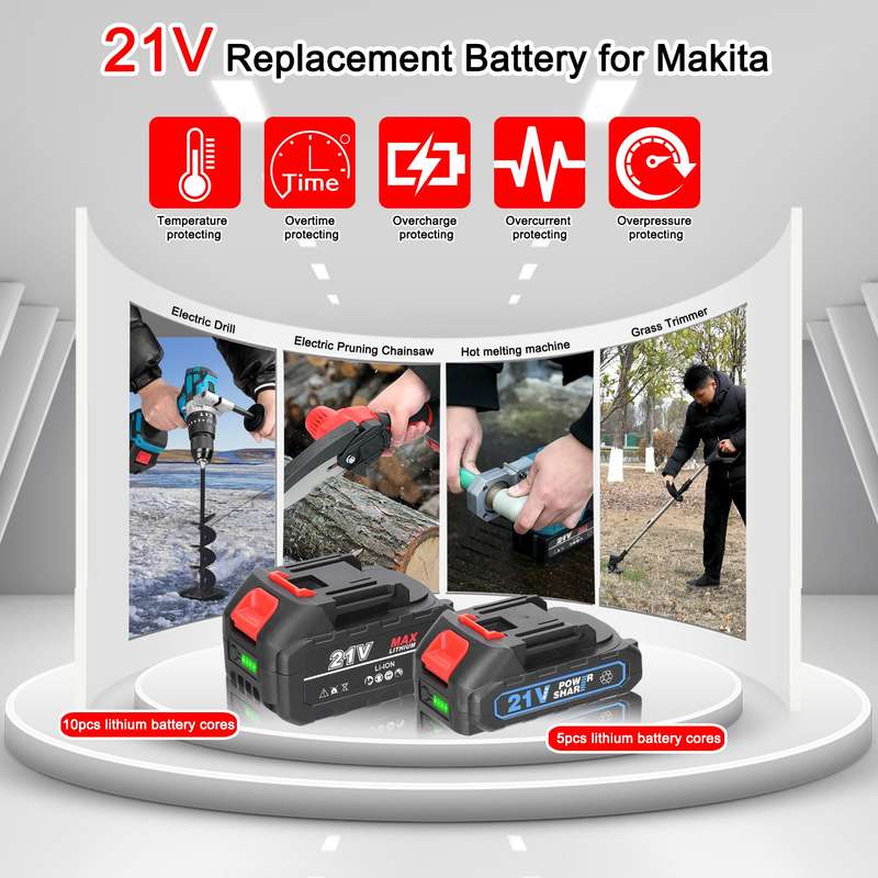 21V Makita Rechargeable Lithium Battery and Battery Adapter Set Electric Power Tool Replacement Batt