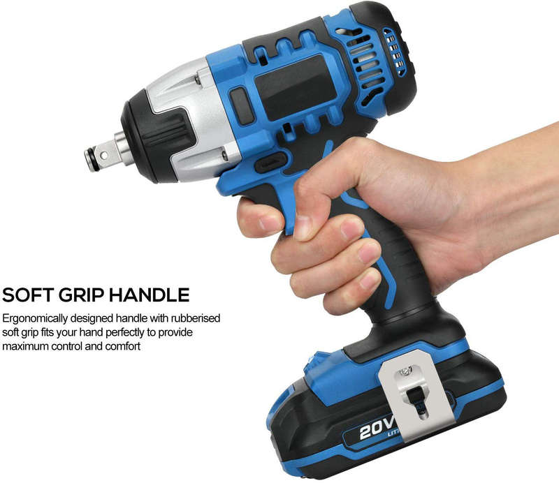 Cordless Impact Wrench, 1/2 inch Electric Impact Wrench w/Max Torque 260 ft-lbs (220N.m), Pow
