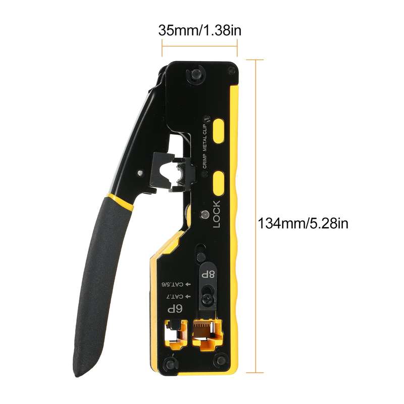 RJ45 Crimp Tool Kit All in One Pass Through Crimping Tool for Cat5e Cat6 Cat6a Pass Through Co