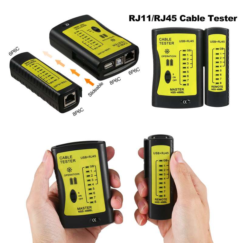 RJ45 Crimp Tool Kit All in One Pass Through Crimping Tool for Cat5e Cat6 Cat6a Pass Through Co
