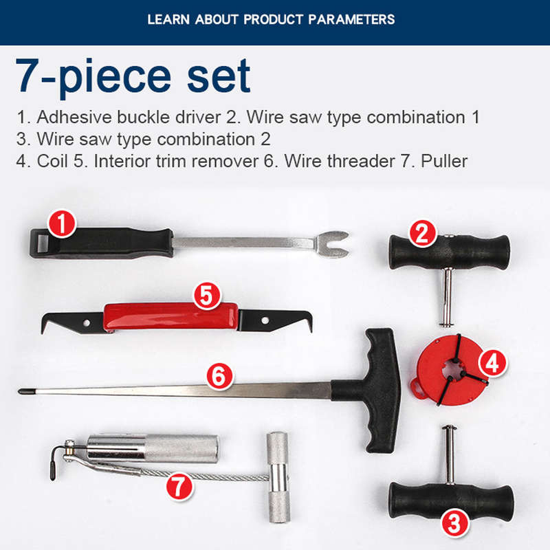 7PCS Car Windshield Removal Tool Set Wire Puller Threader Combination Set Auto Car Window Gla