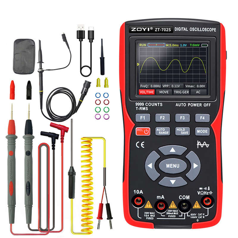 2in1 Digital Oscilloscope Multimeter 48MSa/s Sampling Rate 10Mhz Bandwidth 9999 Counts True RM