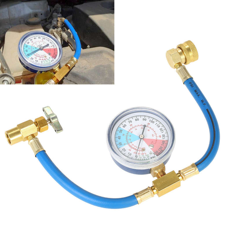 AC R134A Car Auto Air Conditioning Refrigerant Recharge Measuring Hose Gauge Kit 1/2