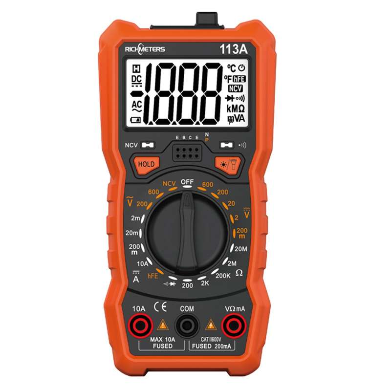 RICHMETERS RM113A NCV Digital Multimeter 2000 Counts HFE AC/DC Voltage Measuring Meter  with M