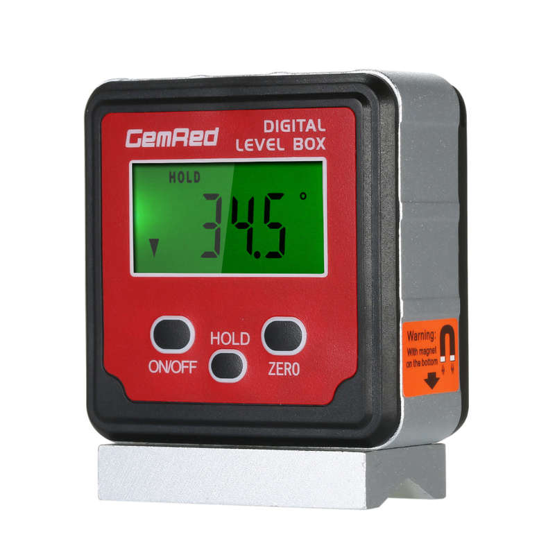 GemRed Level Box Angle Gauge Digital Angle Finder Inclinometer Level Gauge Magnetic Base