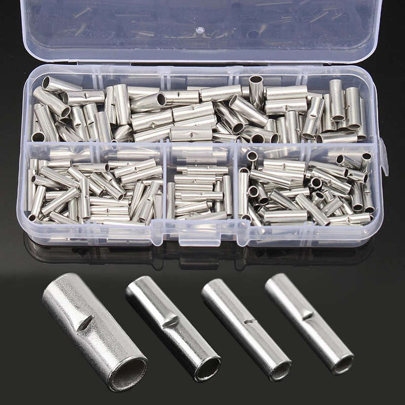 200PCS/Box Non-Insulated Butt Connectors Uninsulated Electrical Wire Ferrule Cable Crimp Terminals w