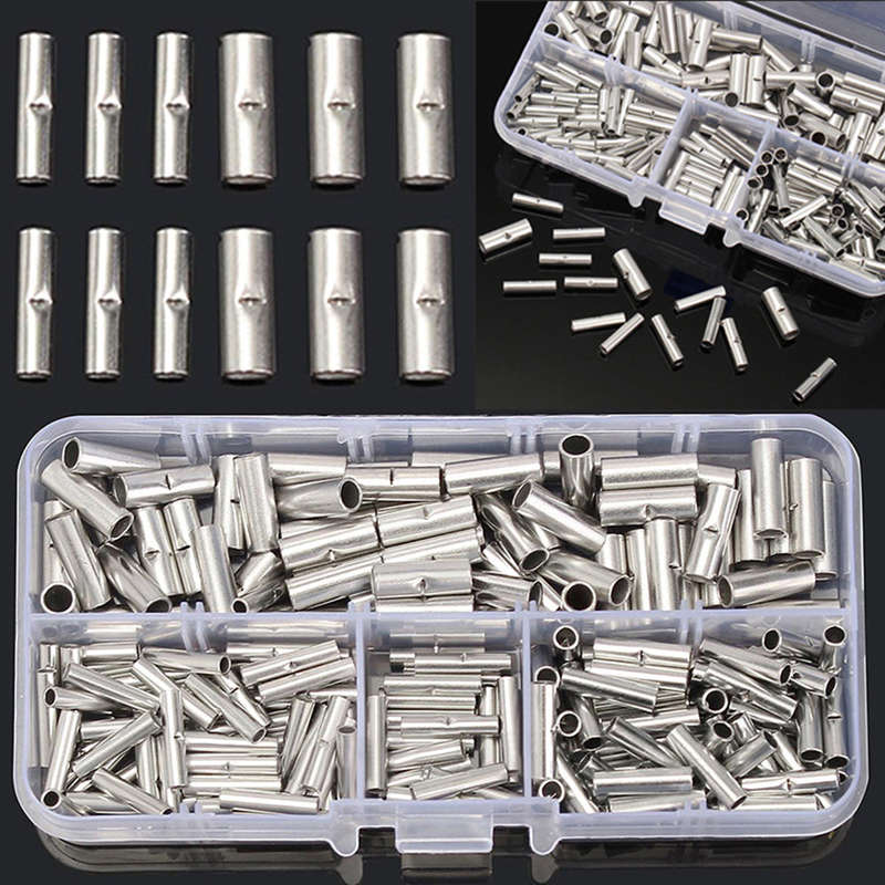 200PCS/Box Non-Insulated Butt Connectors Uninsulated Electrical Wire Ferrule Cable Crimp Terminals w