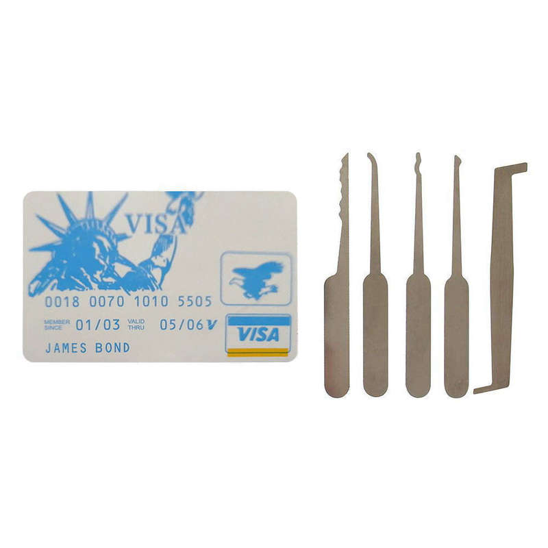 5Pcs Locksmith Padlock Stainless Steel Lock Picks Set Home Lock Fixing Skill Training