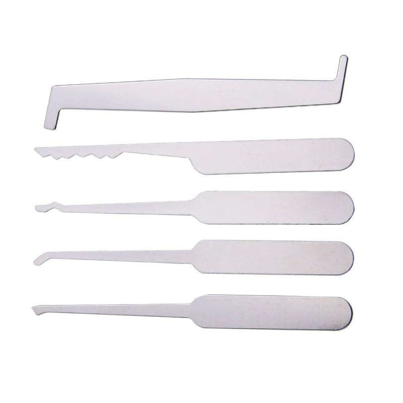 5Pcs Locksmith Padlock Stainless Steel Lock Picks Set Home Lock Fixing Skill Training