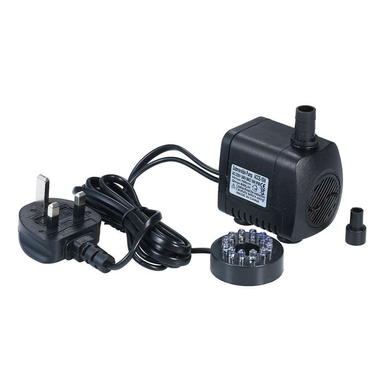 LED Light Submersible Pump 800L/H Ultra-Quiet Aquarium Pond Tank Pool Water Fountain Pump UK Plug