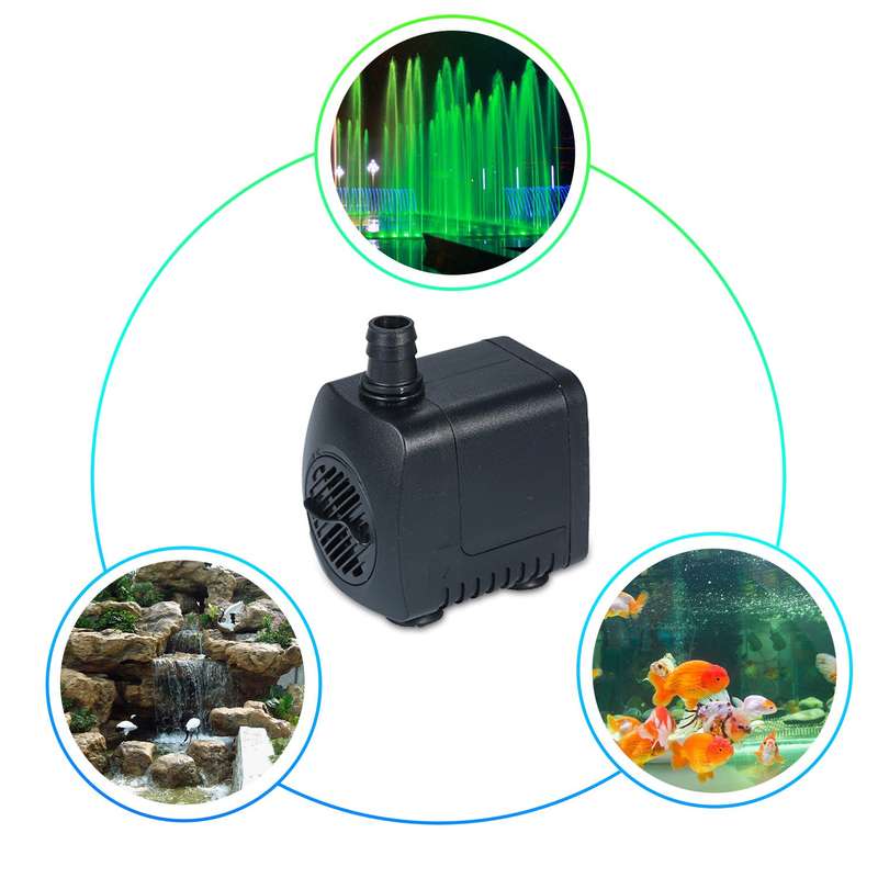 LED Light Submersible Pump 800L/H Ultra-Quiet Aquarium Pond Tank Pool Water Fountain Pump UK Plug