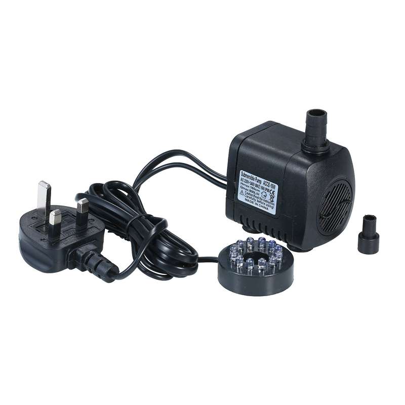 LED Light Submersible Pump 800L/H Ultra-Quiet Aquarium Pond Tank Pool Water Fountain Pump UK Plug