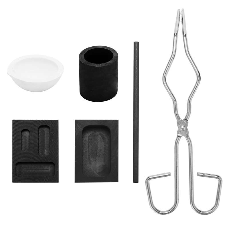 6 Pcs Torch Melting Silver Graphite Crucible Kit Graphite Crucible Cup Tongs Melting Bowl Graphite S