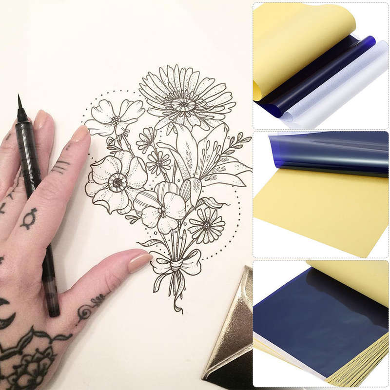 Tattoo Transfer Paper 100 Sheets Tattoo Stencil Paper Thermal Stencil Paper for Skin A4 Size