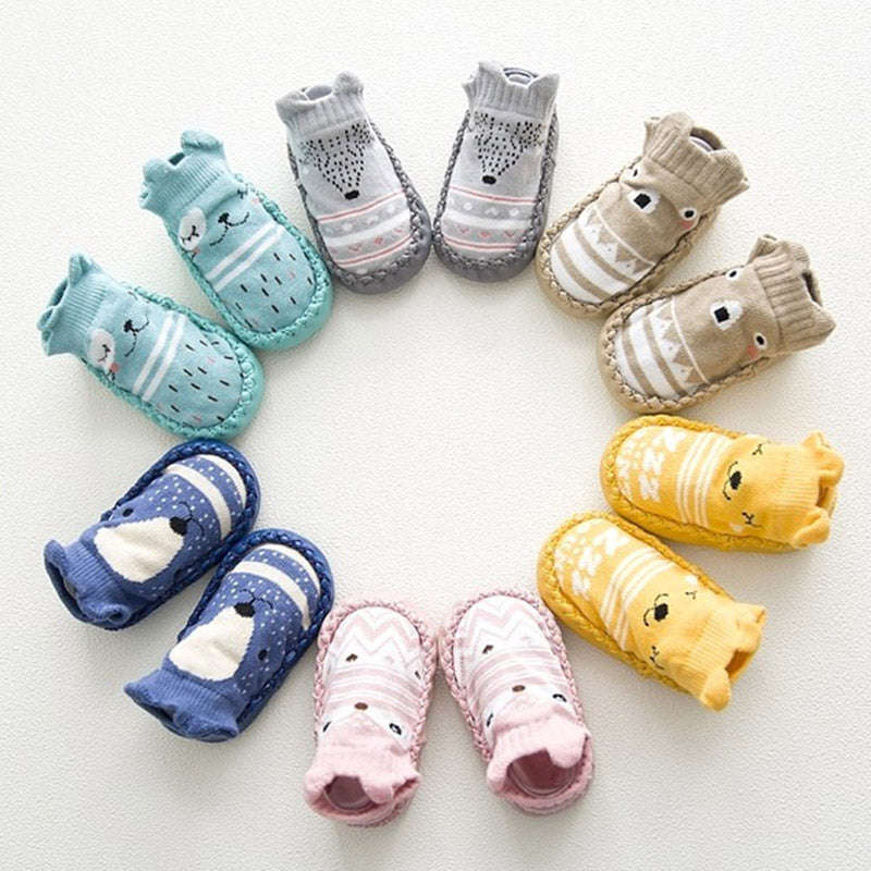 Baby Socks with Rubber Dots Soles Anti-Slip Soft Sole Cute Cartoon Floor Socks for Children I