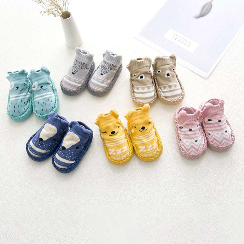 Baby Socks with Rubber Dots Soles Anti-Slip Soft Sole Cute Cartoon Floor Socks for Children I