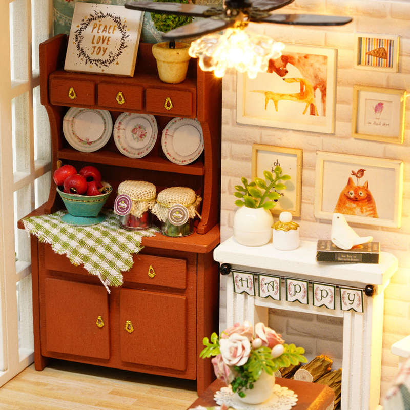 DIY Miniature Dollhouse Kit Realistic Mini 3D Wooden House Room Craft with Furniture LED Lights Chil