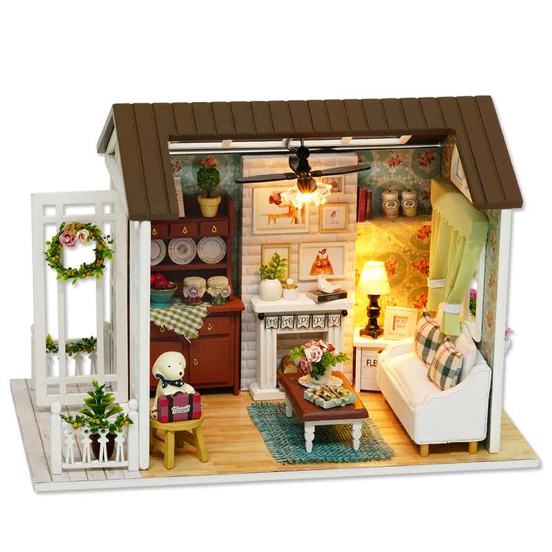DIY Miniature Dollhouse Kit Realistic Mini 3D Wooden House Room Craft with Furniture LED Lights Chil